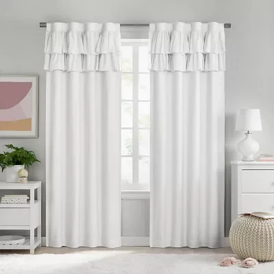 Under the Stars Kids Hayden Ruffle Energy Saving 100% Blackout Rod Pocket Back Tab Single Curtain Panel