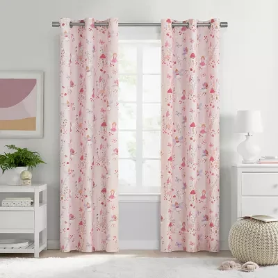 Under the Stars Kids Hayden Fairy Energy Saving 100% Blackout Grommet Top Single Curtain Panel