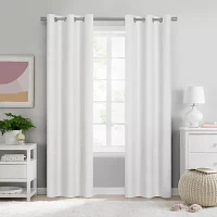 Under the Stars Kids Hayden Textured Energy Saving 100% Blackout Grommet Top Single Curtain Panel