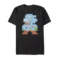 Mens Crew Neck Short Sleeve Regular Fit Super Mario Graphic T-Shirt