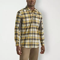 Wrangler® All Terrain Gear Mens Moisture Wicking Regular Fit Long Sleeve Plaid Button-Down Shirt