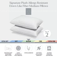 Ella Jayne Signature Plush Medium Density Allergy-Resistant Down Alternative Pillow, Set of 2