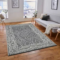 Amer Rugs Berlin Oxbow Geometric Hooked Washable 5' X 8' Indoor Rectangular Area Rug