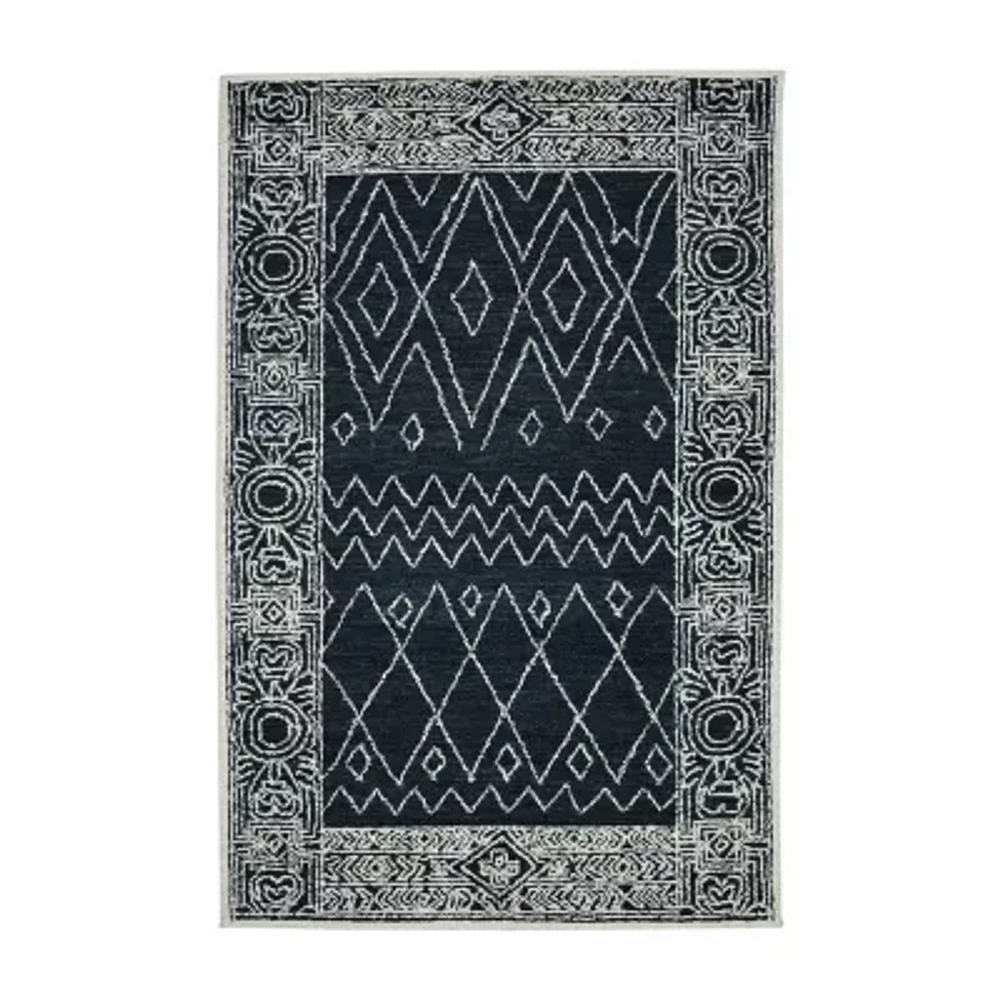 Amer Rugs Berlin Suney Geometric Hooked Washable 5' X 8' Indoor Rectangular Area Rug