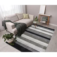 Amer Rugs Blend Whitby Stripe Woven Washable 4' X 6' Indoor Rectangular Area Rug