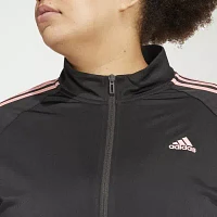 adidas Essentials Warm-Up Tricot Slim 3 Stripes Track Jacket (Plus Size)