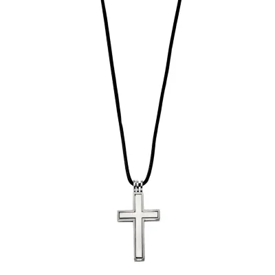 Mens Stainless Steel Cross Pendant Necklace