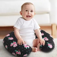 The Peanutshell Black Floral Nursing Pillows