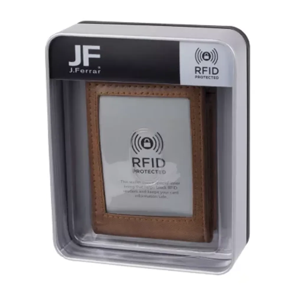 J. Ferrar Mens Magnetic RFID Blocking Bifold Wallet