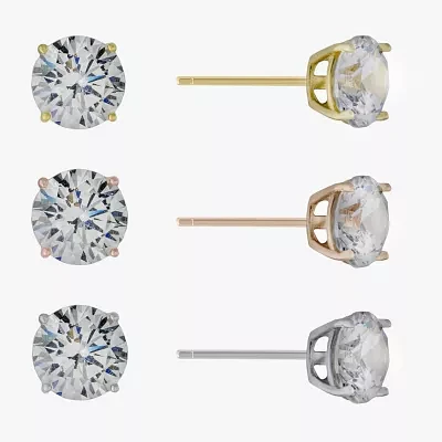 Silver Treasures Pair Cubic Zirconia Earring Set