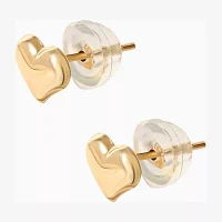 Girls 14K Gold Heart Stud Earrings