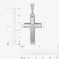 (G-H / I1) Mens Diamond Accent Lab Grown White Diamond Stainless Steel Cross Pendant Necklace