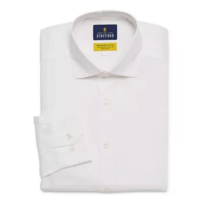 Stafford Performance Travel Mens Spread Collar Long Sleeve Stretch Fabric Wrinkle Free Dress Shirt