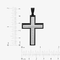 Mens 1/2 CT. T.W. Lab-Grown (G-H / I1)  Diamond Stainless Steel Cross Pendant Necklace