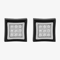 G-H / I1) 1/4 CT. T.W. Lab Grown White Diamond Stainless Steel 10.7mm Square Stud Earrings