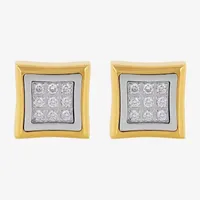 G-H / I1) 1/4 CT. T.W. Lab Grown White Diamond Stainless Steel 10.7mm Square Stud Earrings
