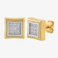 G-H / I1) 1/4 CT. T.W. Lab Grown White Diamond Stainless Steel 10.7mm Square Stud Earrings