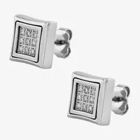 (G-H / I1) 1/4 CT. T.W. Lab Grown White Diamond Stainless Steel 10.7mm Square Stud Earrings