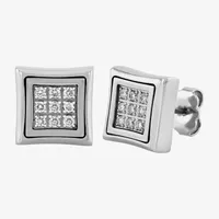 (G-H / I1) 1/4 CT. T.W. Lab Grown White Diamond Stainless Steel 10.7mm Square Stud Earrings