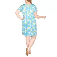 Larky Lark Womens Short Sleeve Floral Shift Dress Plus