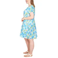 Larky Lark Womens Short Sleeve Floral Shift Dress Plus