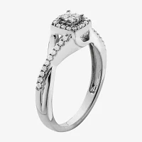 1/10 CT.T.W. Natural Diamond 10K White Gold Princess-Cut Quad Promise Ring