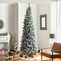 Glitzhome 9 Ft Pre-Lit Pencil Pine Christmas Tree