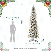 Glitzhome 11 Ft Pre-Lit Pencil Spruce Christmas Tree