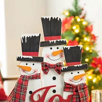 Glitzhome Wooden Snowman Family Christmas Tabletop Decor