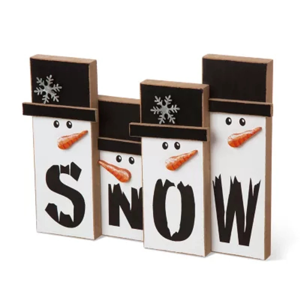 Glitzhome Wooden Snowman Family Christmas Tabletop Decor