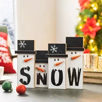 Glitzhome Wooden Snowman Family Christmas Tabletop Decor