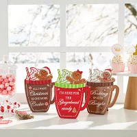 Glitzhome 3-pc Gingerbread Man Mug Wooden Christmas Tabletop Decor