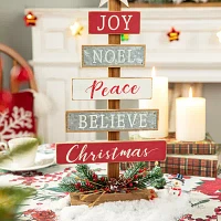 Glitzhome 1.6ft Wooden Sign Christmas Tabletop Tree