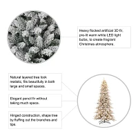 Glitzhome 11 Ft Flocked Slim Fir Christmas Tree