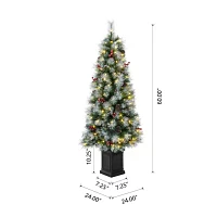 Glitzhome 5 Ft 2pc Pre-Lit Porch Pine Christmas Tree