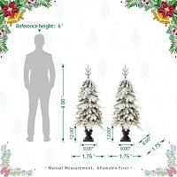 Glitzhome 4 Ft 2pc Pre-Lit Porch Fir Christmas Tree