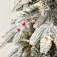 Glitzhome 5 Ft Pre-Lit Flocked Porch Fir Christmas Tree