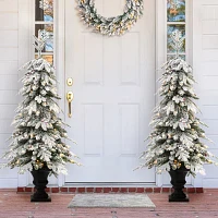 Glitzhome 5 Ft 2pc Pre-Lit Porch Fir Christmas Tree