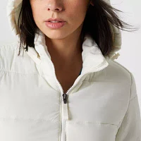 St. John's Bay Womens Removable Hood Midweight Puffer Jacket