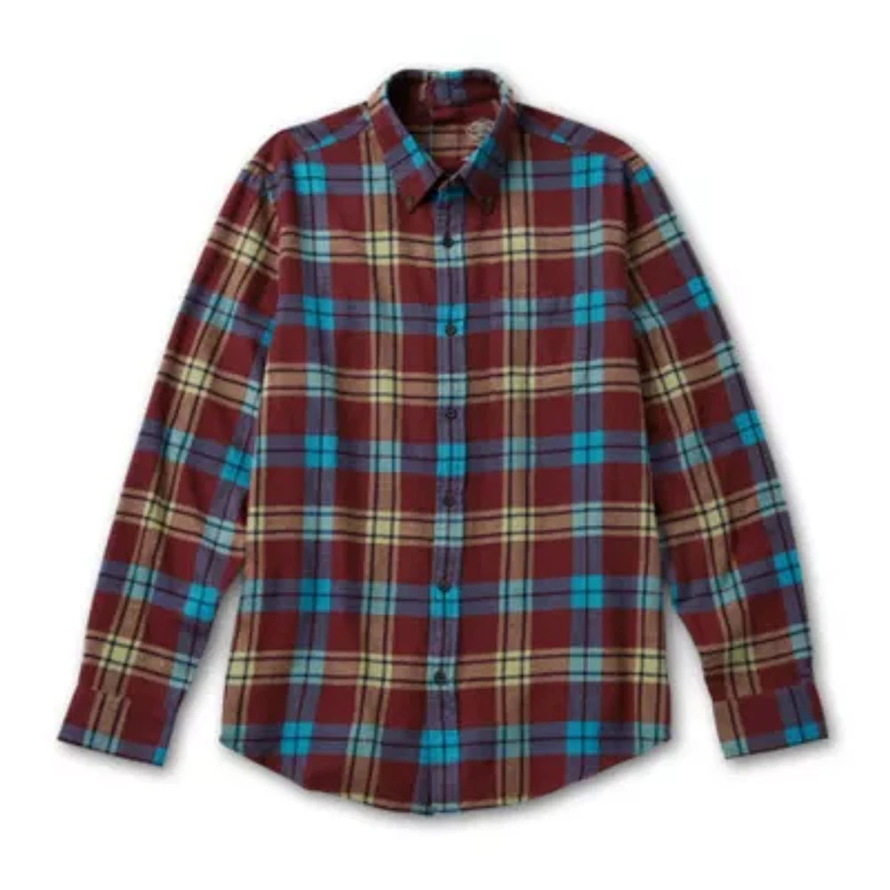St. John's Bay Mens Easy-on + Easy-off Seated Wear Adaptive Classic Fit Long Sleeve Flannel Shirt
