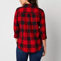St. John's Bay Womens Long Sleeve Regular Fit Button-Down Shirt