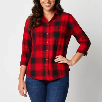 St. John's Bay Womens Long Sleeve Regular Fit Button-Down Shirt