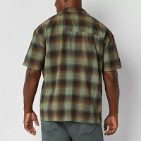 Arizona Big and Tall Mens Easy-on + Easy-off Adaptive Regular Fit Short Sleeve Flannel Shirt