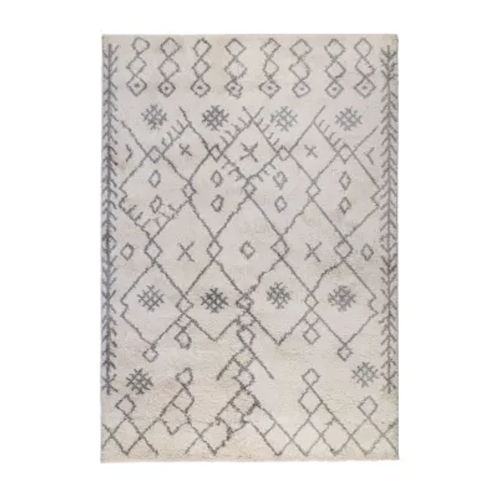 Amer Rugs Aspen Emara Geometric Shag Washable Indoor Rectangular Runner