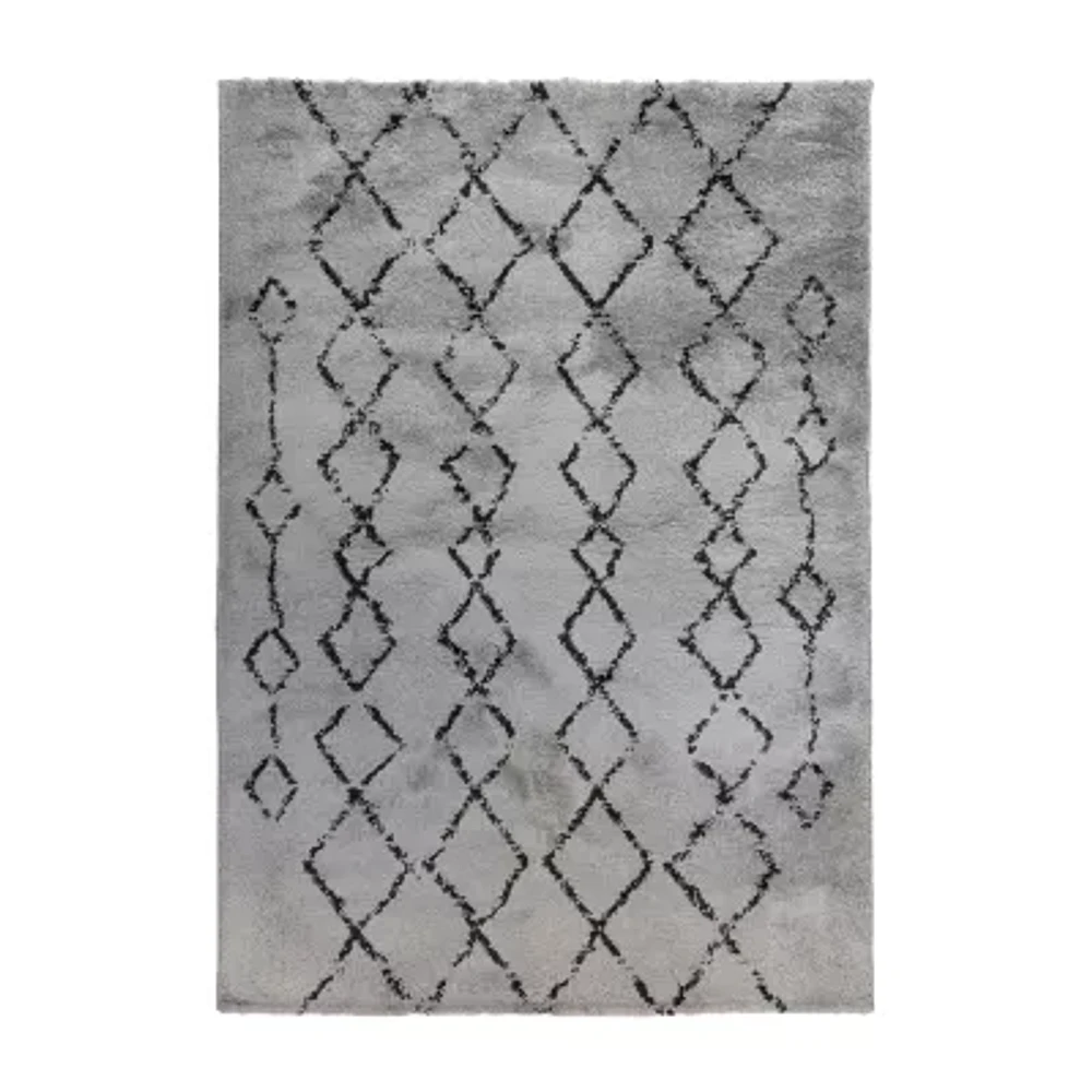 Amer Rugs Aspen Denise Geometric Shag Washable Indoor Rectangular Runner