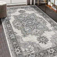 Amer Rugs Alexandria Earley Medallion Loomed Washable Indoor Rectangular Area Rug