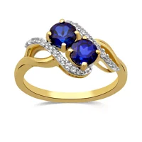 Womens Blue Sapphire Gold Over Silver Cocktail Ring