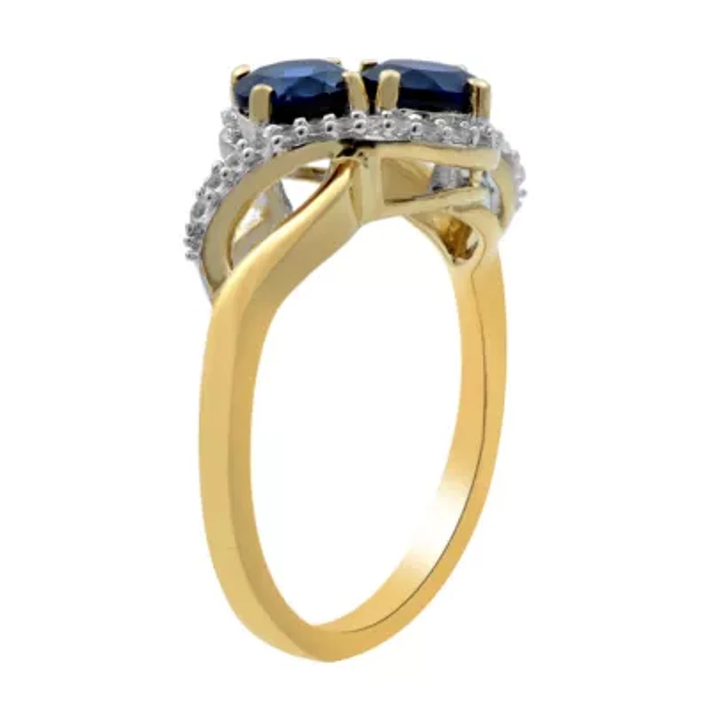 Womens Blue Sapphire Gold Over Silver Cocktail Ring