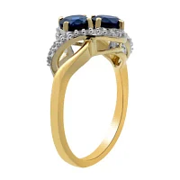 Womens Blue Sapphire Gold Over Silver Cocktail Ring