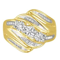 Love Lives Forever Womens 1/2 CT. T.W. Natural White Diamond 10K Gold 3-Stone Engagement Ring